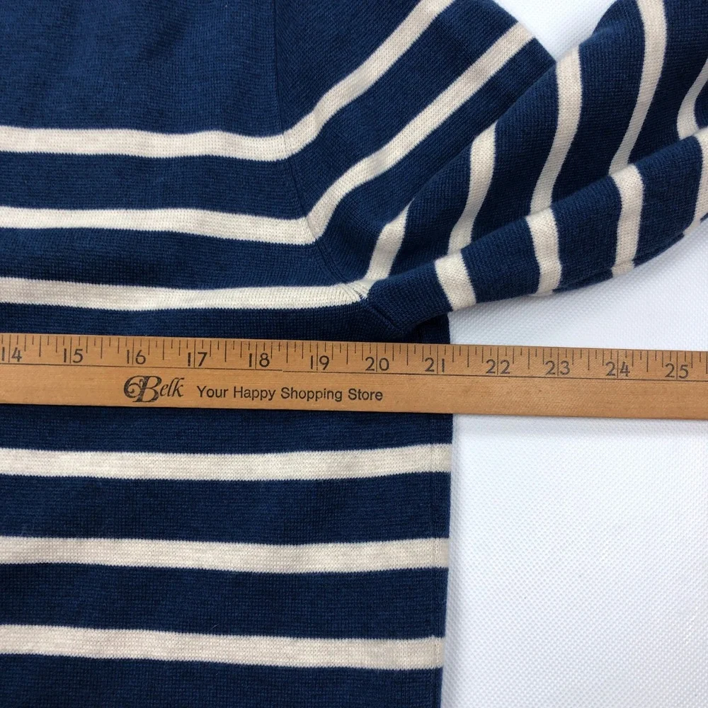 Banana Republic Mens Large Striped Crewneck Sweater Blue White Cotton Blend - Picture 4 of 8
